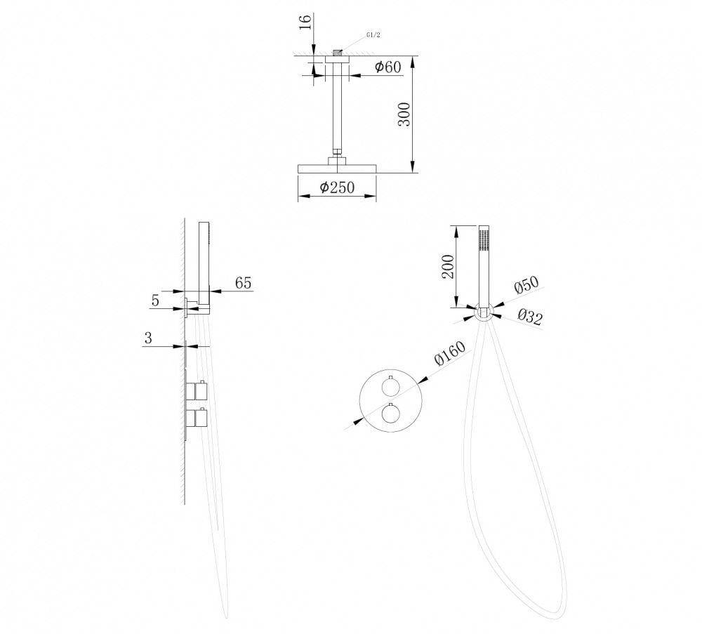 Душевая система Abber Wasser Kreis AF8121B, черный матовый