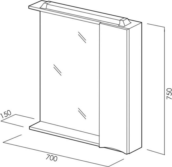 Зеркало-шкаф 70 см BelBagno MARINO-SPC-700/750-1A-BL-P-R