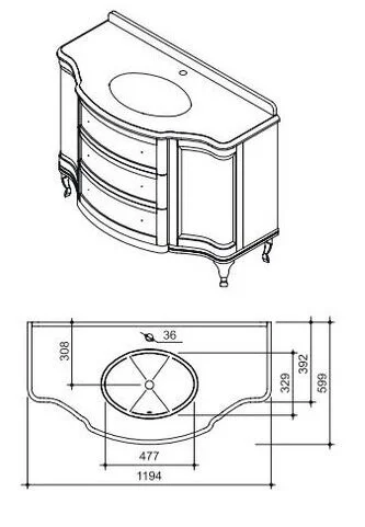 Тумба под раковину Caprigo Imperio 11616-L810-pat-serebro серый