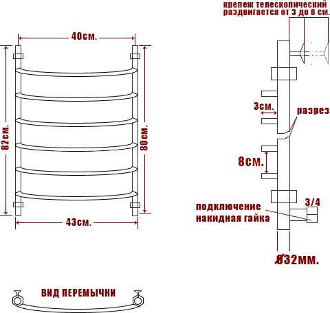 Полотенцесушитель электрический Ника Arc ЛД 80/40-6