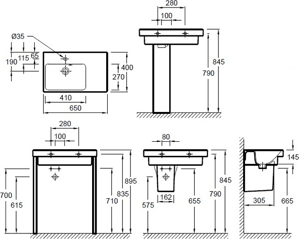 Раковина Jacob Delafon Odeon Up E4757G-00 65 см