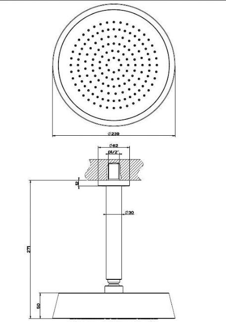 Верхний душ с кронштейном Gessi Cono 45152#031, хром