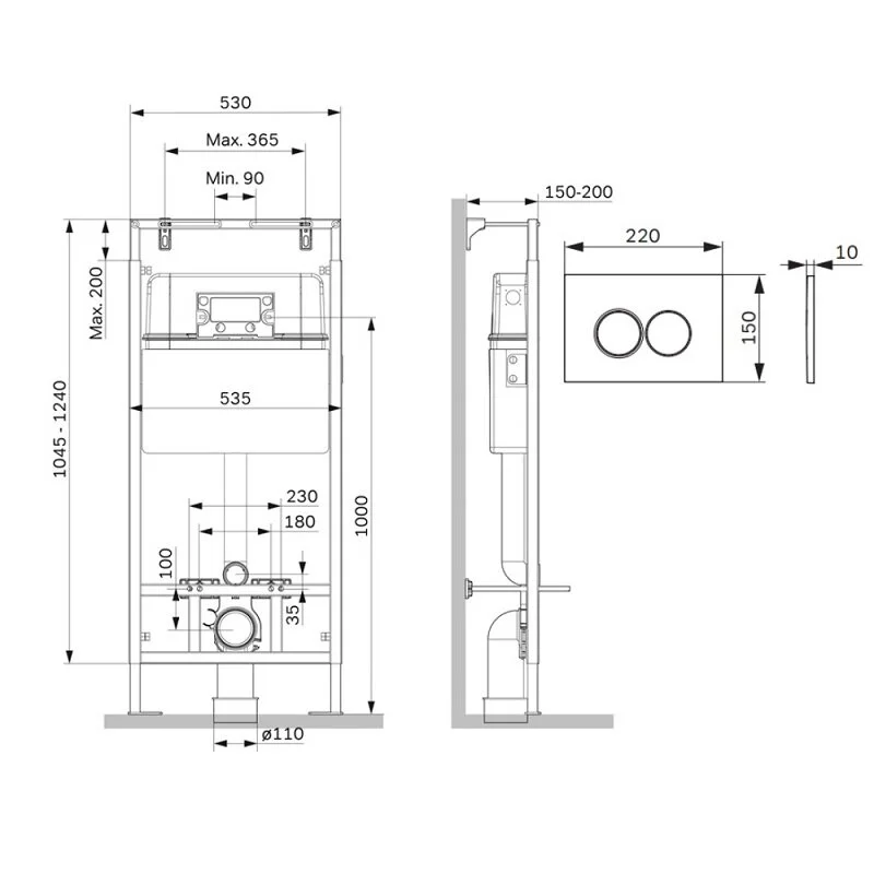 Инсталляция Am.Pm MasterFit I012710.0131 для подвесного унитаза, с клавишей ProC L механическая, хром матовый