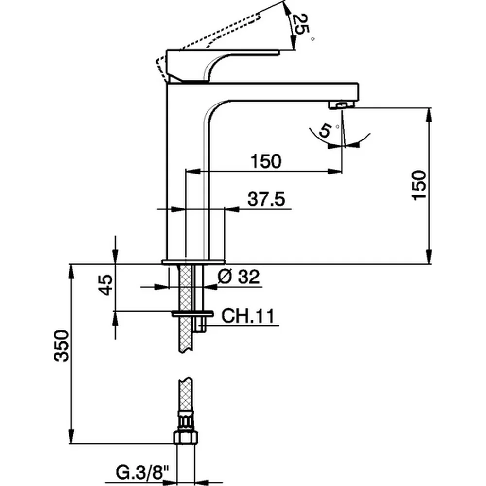 Смеситель для раковины Cisal Cubic CU00150121 хром