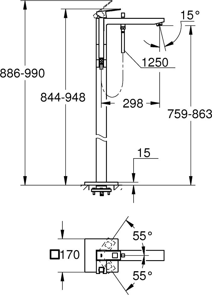 Смеситель Grohe Eurocube 23672001 для ванны