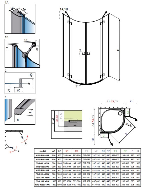 Дверь для душевого уголка 100 см Radaway Essenza New PDD 100 L 385003-01-01L стекло прозрачное