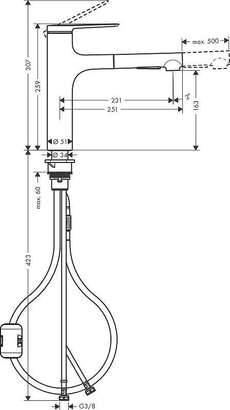 Смеситель для кухни Hansgrohe Zesis M33 160 2jet 74801000, хром