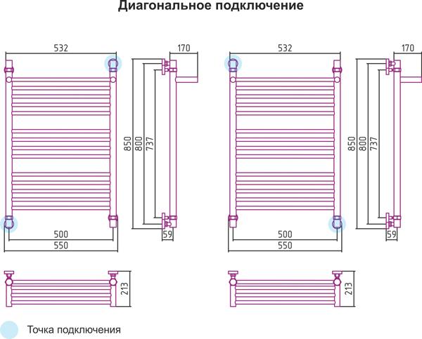 Полотенцесушитель водяной Сунержа Богема 00-0103-8050 80x50 с полкой