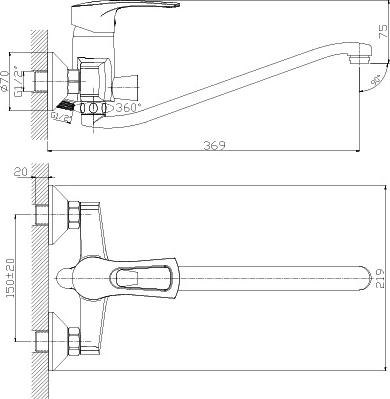 Смеситель Rossinka T T40-34 универсальный