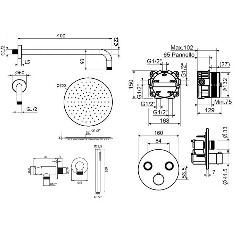 Душевая система Plumberia Selection Psbox KITPSB02NOKING черный