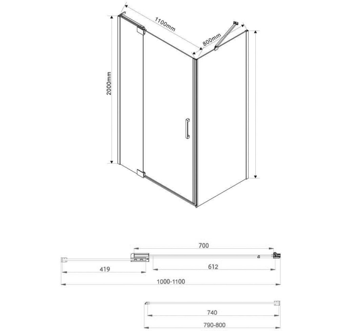 Душевой уголок Vincea Extra VSR-1E101180CLB 110x80, черный, стекло прозрачное