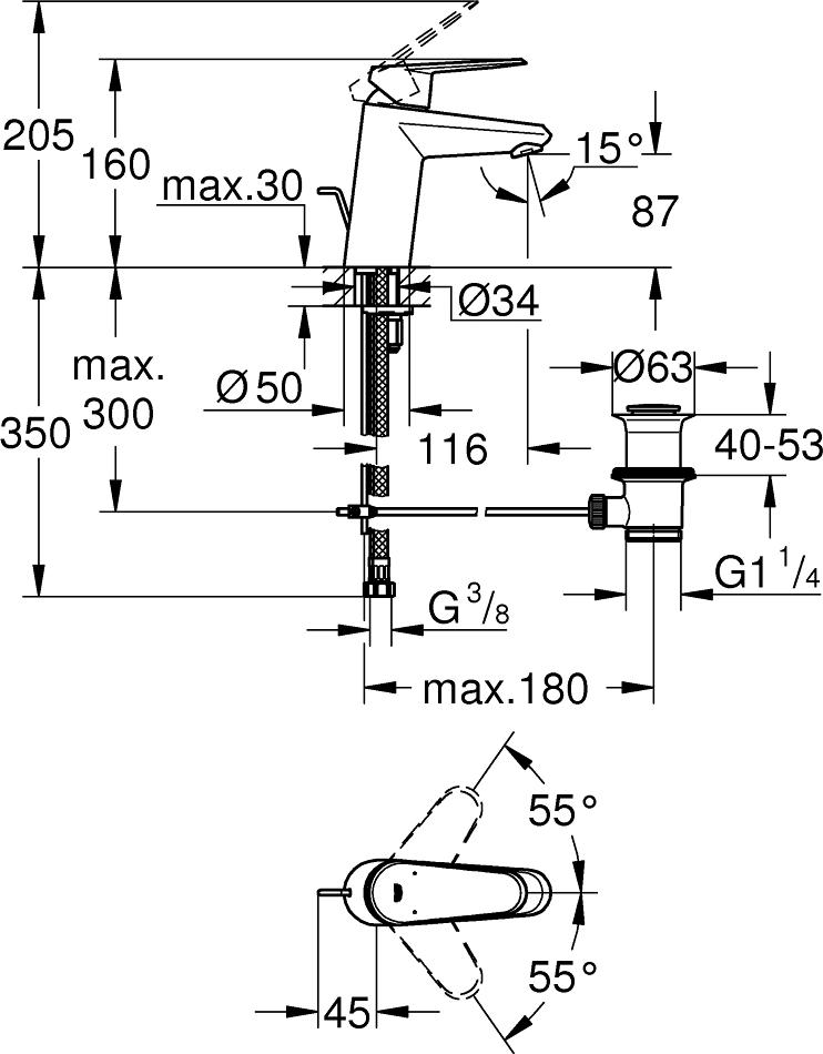 Смеситель Grohe Eurodisc Cosmopolitan 33190002 для раковины