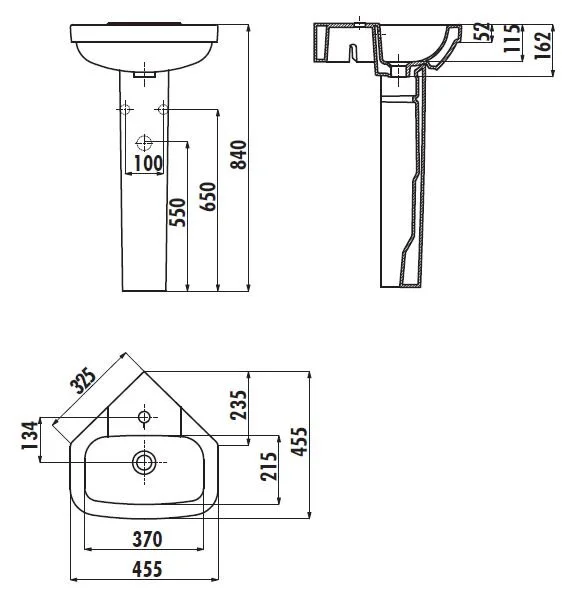 Раковина Creavit Corner VT145-00CB00E-0000 белый