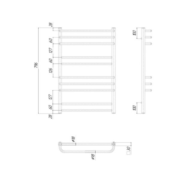 Полотенцесушитель водяной 50x80 см Ravak Cube X04000083668, хром