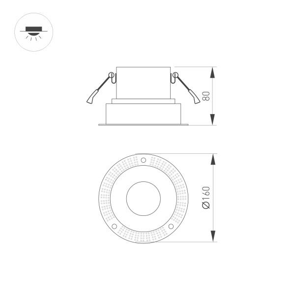 Корпус встраиваемого светильника Arlight Plurio-Base-Built-Trimless-R160 031706