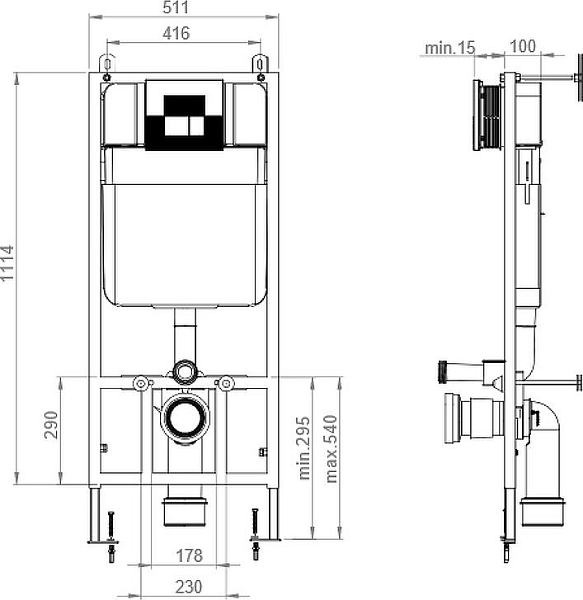 Комплект унитаз с инсталляцией beWash Vettern 74P03PK82601 белый, с кнопкой смыва, хром глянец