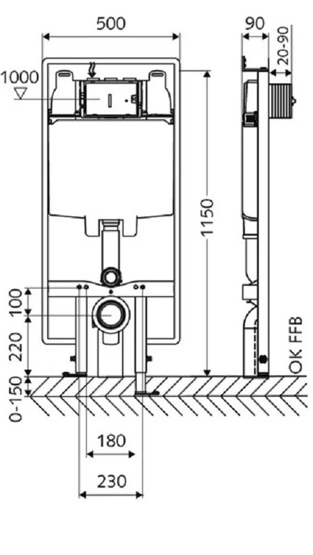 Инсталляция для подвесного унитаза Schell Montus SCL030610099 С90 Slim