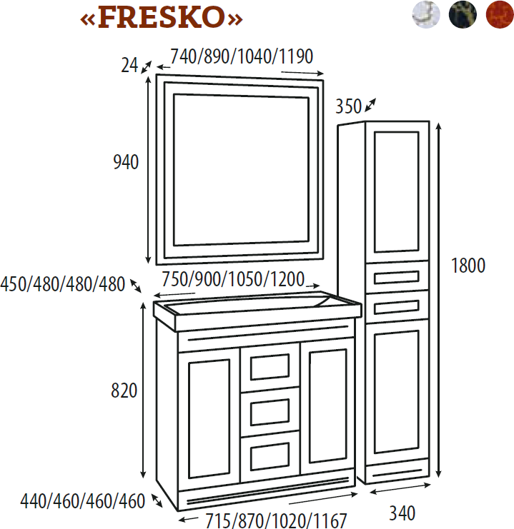 Тумба под раковину Misty Fresko Л-Фре01075-04173Я 75 см