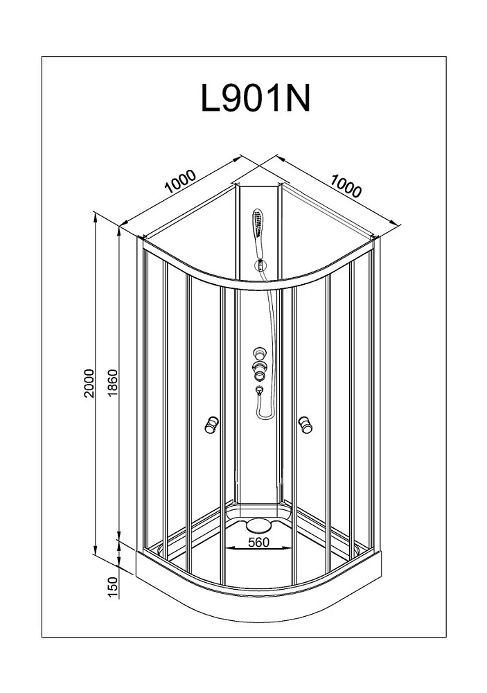 Душевая кабина Deto L L801NBLACK