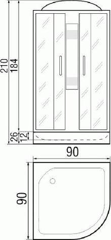 Душевая кабина 90*90*210см River Nara 90/26 MT