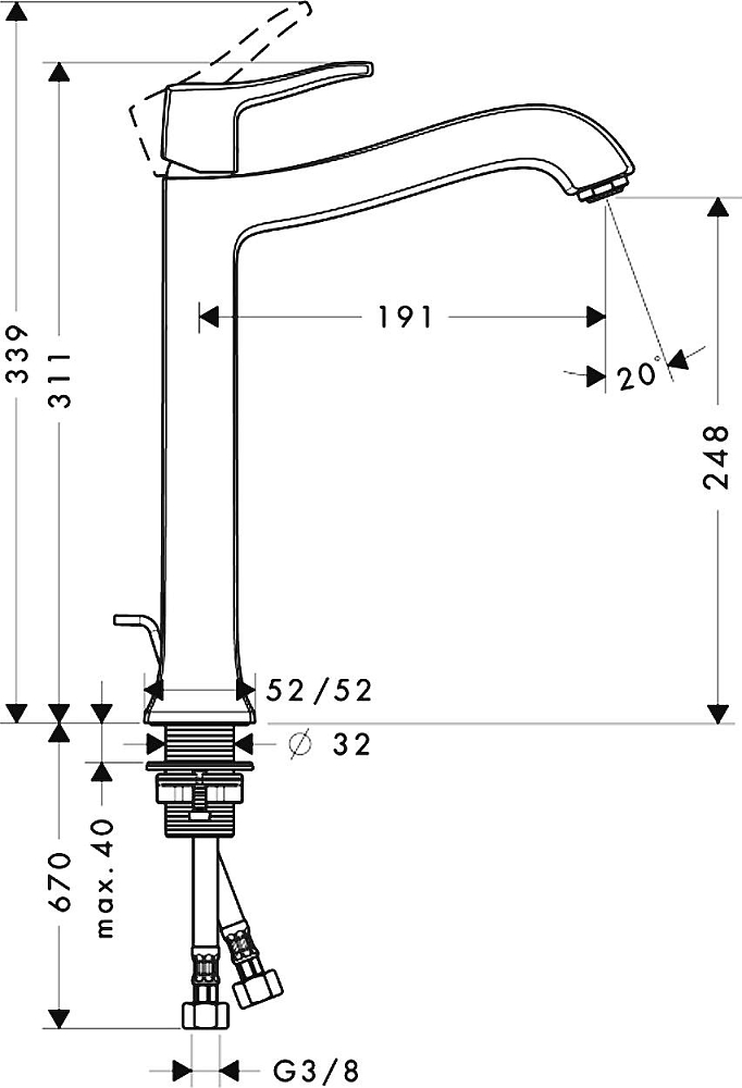 Смеситель для раковины Hansgrohe Metris Classic 31078000, хром