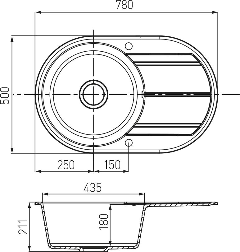 Кухонная мойка Aquaton Амира 50 1A712932AI210, чёрный