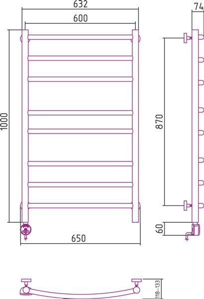 Полотенцесушитель электрический Сунержа Галант 100x60 L