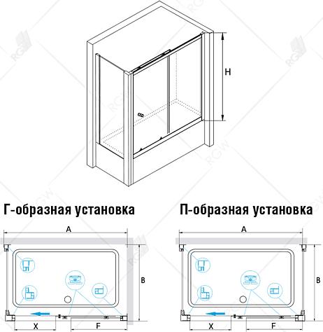 Шторка для ванной RGW Screens SC-82 150x75 см, 041182575-51 стекло шиншилла