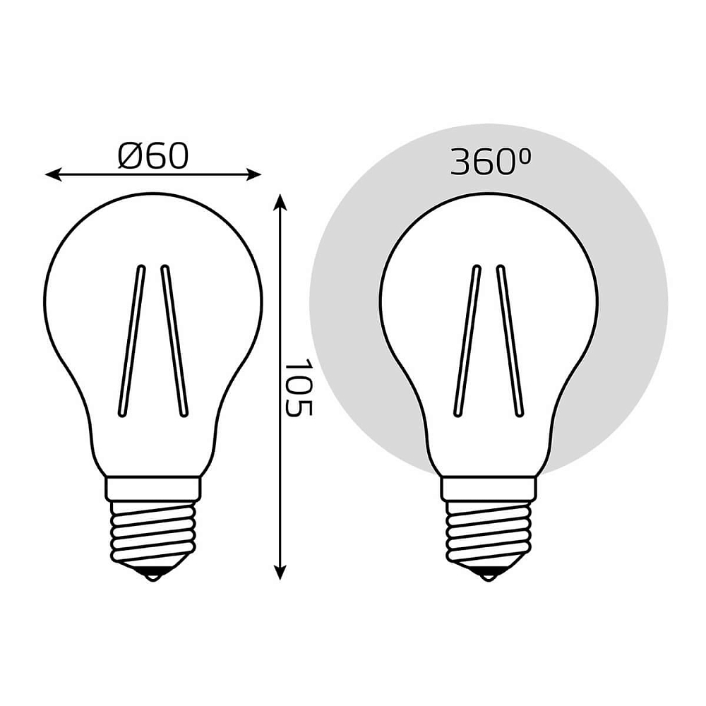 Лампа светодиодная филаментная Gauss E27 10W 2700К прозрачная 102802110