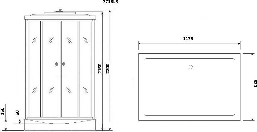 Душевая кабина Niagara Lux 7713W R 120x82x215, серебристый матовый