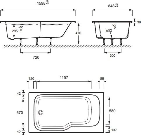 Акриловая ванна Jacob Delafon Bain Douche MALICE 160х85 E6D066L-00