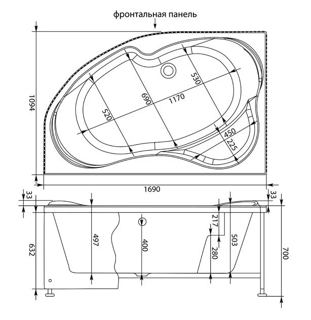 Акриловая ванна Aquanet Capri 203914 белый