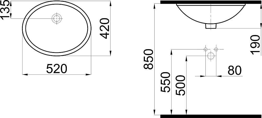 Раковина STWORKI 52 K0001-0526 встраиваемая