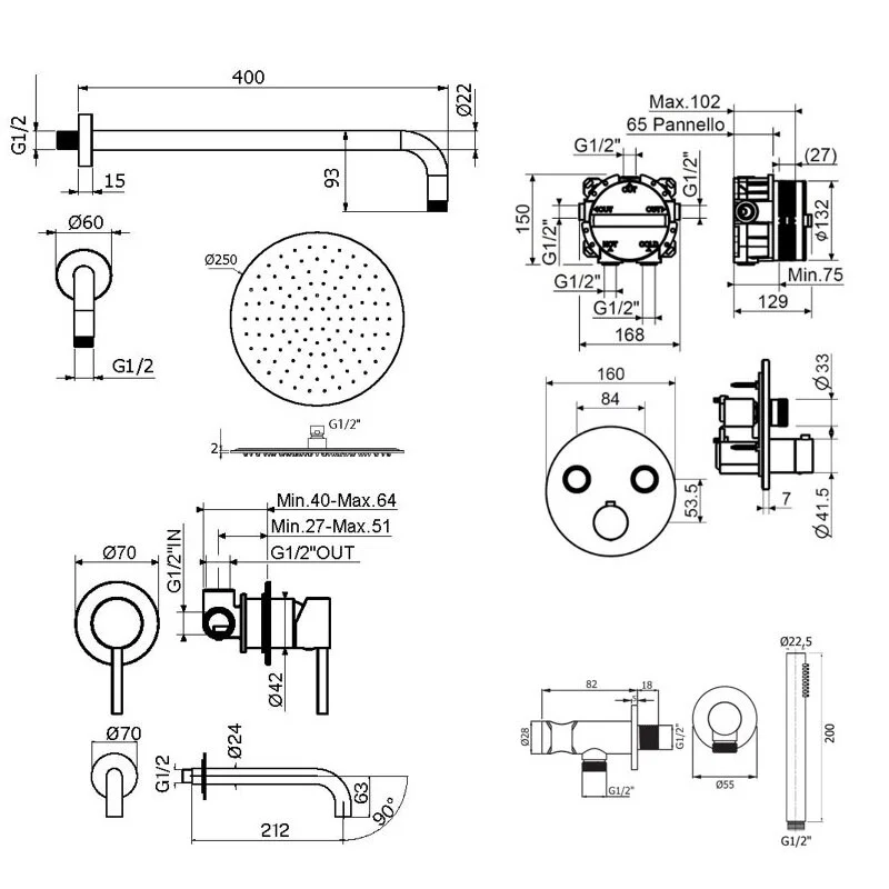 Смеситель для душа Plumberia Selection Psbox KITPSB02NO210 черный