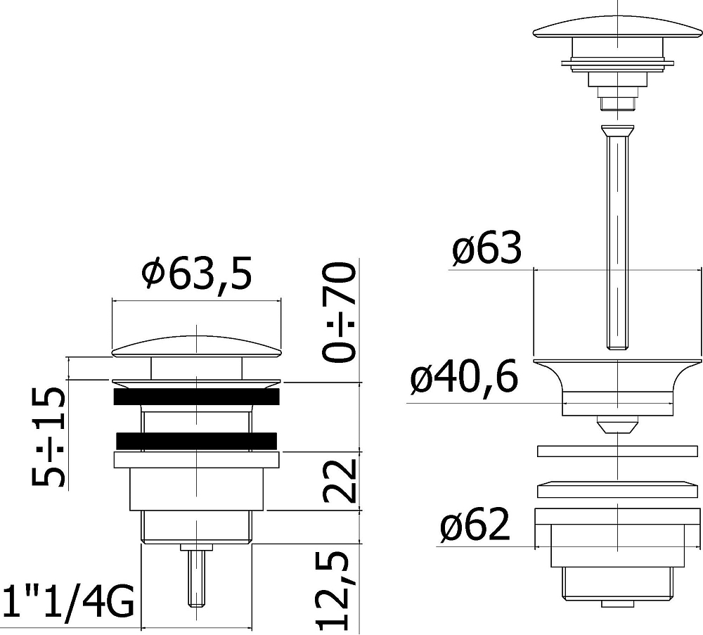 Донный клапан Paffoni ZSCA050HGSP золото