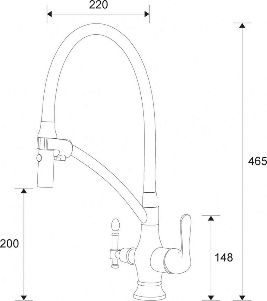 Смеситель для кухни Zorg Sanitary ZR 347-6 YF CLEAN WATER, хром / чёрный