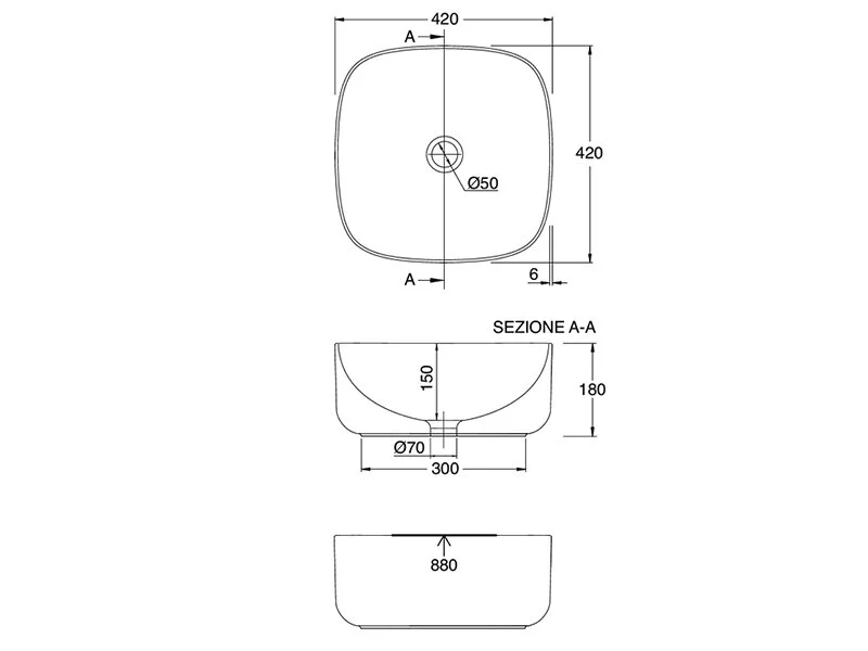 Раковина накладная Scarabeo Moon 5501 белый