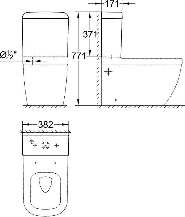 Напольный унитаз Grohe Euro Ceramic 3933800H безободковый с бачком нижний подвод