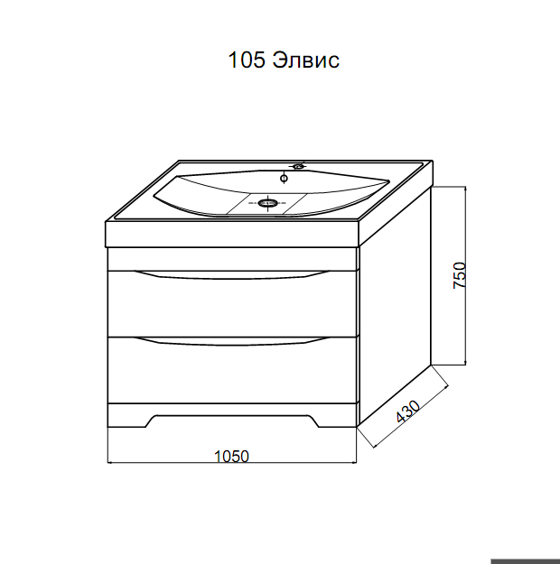 Тумба с раковиной Misty Элвис 105 УТ000003263 белый