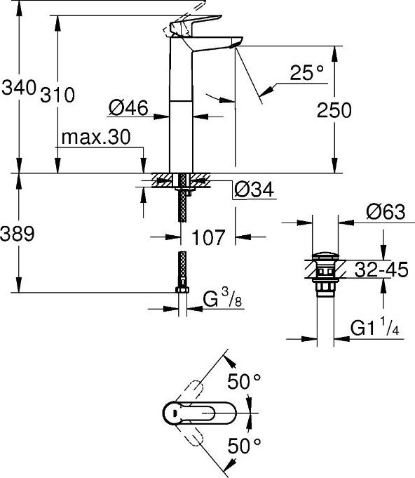 Смеситель для раковины Grohe Start Edge 23777000, хром