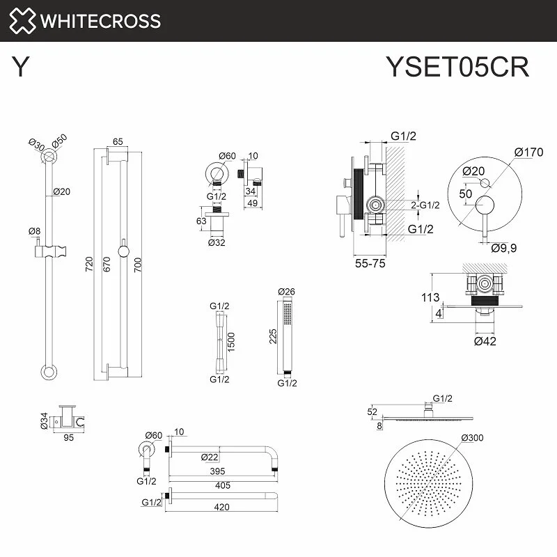 Душевая система Whitecross Y gold YSET05GL золото