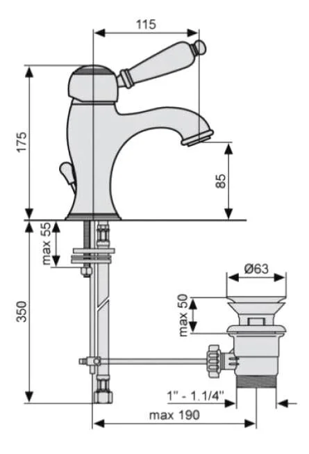 Смеситель для раковины Emmevi Laguna 40063BR бронза