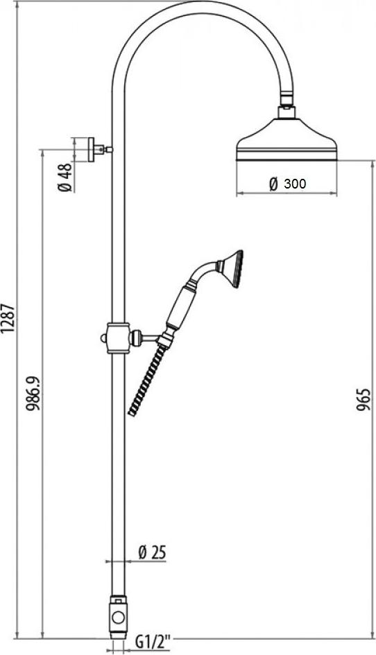 Душевая стойка Gattoni Programma doccia 4295/PDD0oro, золото