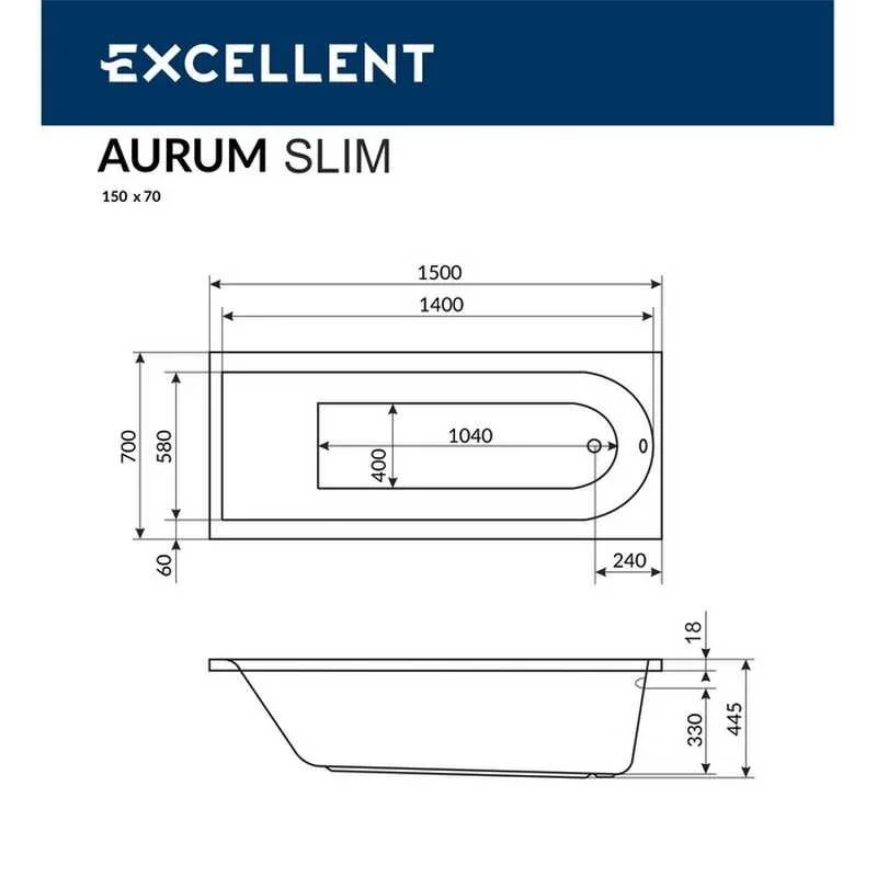 Акриловая ванна Excellent AURUM WAEX.AUR15S.HYDRO+.CR хром, белый