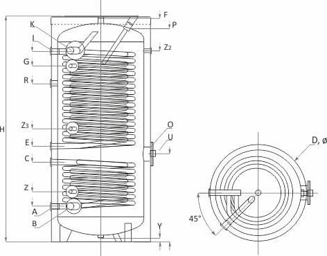 Накопительный водонагреватель Sunsystem SWP 2N 500 01030107203006 500 л серый