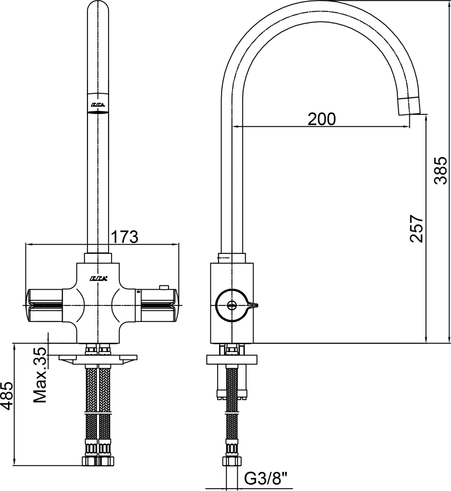 Термостат E.C.A. Thermostatic 102108754EX для кухонной мойки