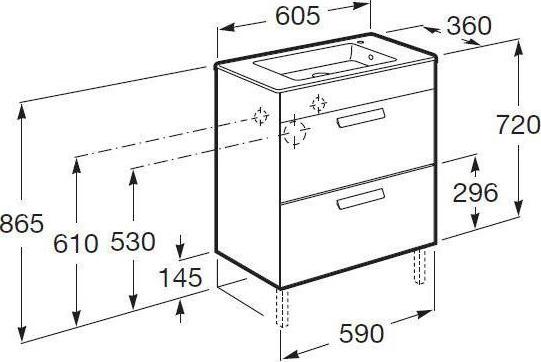 Тумба с раковиной 605 см Roca Debba 855905153 антрацит