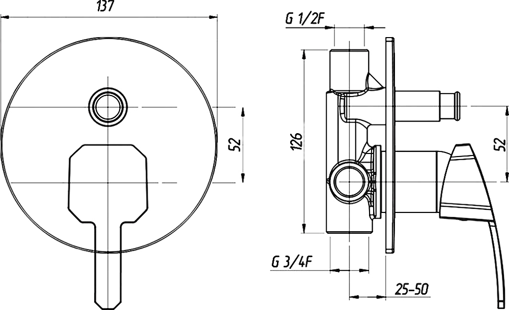 Смеситель Migliore Mercury ML.MRC-8772 Cr с внутренней частью для душа