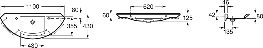 Раковина 110 см Roca Mohave 32787900H