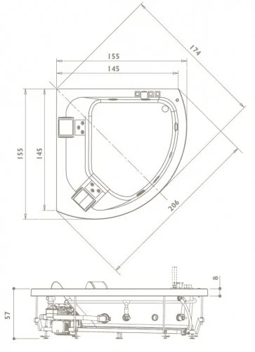 Акриловая ванна Jacuzzi Aquasoul Corner 9443-695A белый